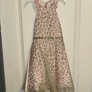 Rare Editions Pink Formal Dress with Gold Leopard Sparkle